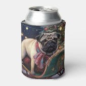 Pug Kerst Feestelijke Periode Blikjeskoeler (Blikje Voorkant)