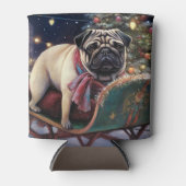Pug Kerst Feestelijke Periode Blikjeskoeler (Voorkant)