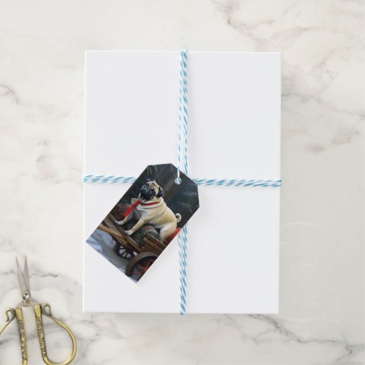 Pug Kerst Feestelijke Periode Cadeaulabel (Met Touw)