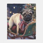 Pug Kerst Feestelijke Periode Fleece Deken (Voorkant)