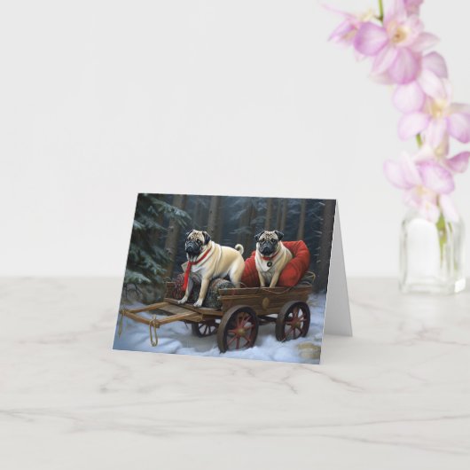 Pug Kerst Feestelijke Periode Kaart (Orchidee)