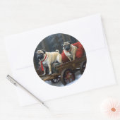 Pug Kerst Feestelijke Periode Ronde Sticker (Envelop)