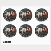 Pug Kerst Feestelijke Periode Ronde Sticker (Vel)