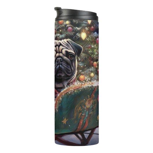 Pug Kerst Feestelijke Periode Thermosbeker (Geroteerd rechts)
