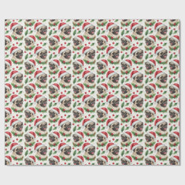 Pug Kerst Inpakpapier