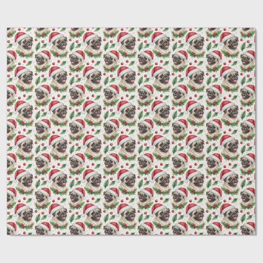 Pug Kerst Inpakpapier (Vlak)