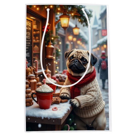 Pug Kerst Lekkere Chocolade Kunst Medium Cadeauzakje (Voorkant)