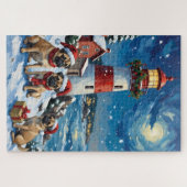 Pug Kerst Lichtbaken Vakantie Legpuzzel (Horizontaal)