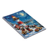 Pug Kerst Lichtbaken Vakantie Notitieboek (Rechterzijde)