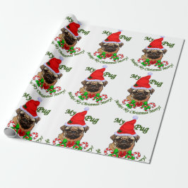 Pug kerst Merry Cadeaupapier