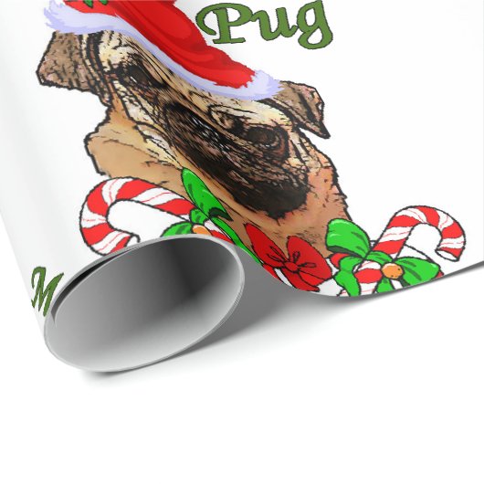 Pug kerst Merry Cadeaupapier (Rol Hoek)