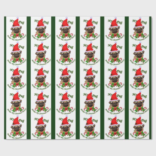 Pug kerst Merry Cadeaupapier (Vlak)