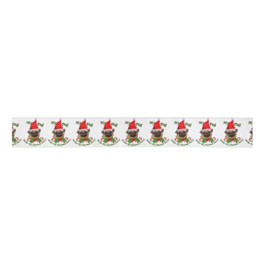 Pug kerst Merry Grosgrain Lint (Voorkant)