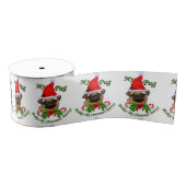 Pug kerst Merry Grosgrain Lint (Spoel)