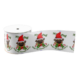 Pug kerst Merry Grosgrain Lint