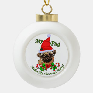 Pug kerst Merry Keramische Bal Ornament