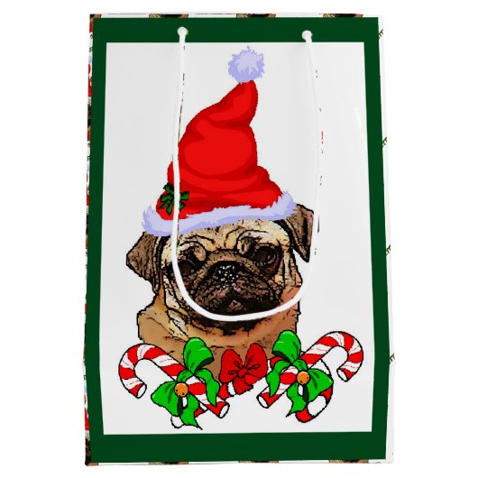 Pug kerst Merry Medium Cadeauzakje (Achterkant)