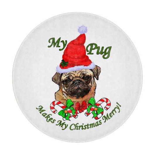 Pug kerst Merry Snijplank (Voorkant)