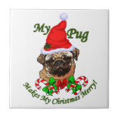 Pug kerst Merry Tegeltje (Voorkant)