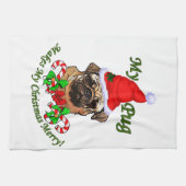 Pug kerst Merry Theedoek (Horizontaal)