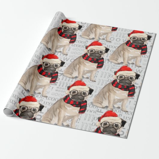 PUG Kerst voor Hondenliefhebber Cadeaupapier (Uitgerold)