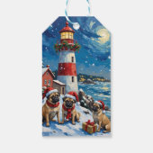 Pug Kerst Vuurtoren Vakantie Cadeaulabel (Achterkant)