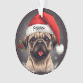 Pug Kerstbal op Maat Ornament (voorkant)