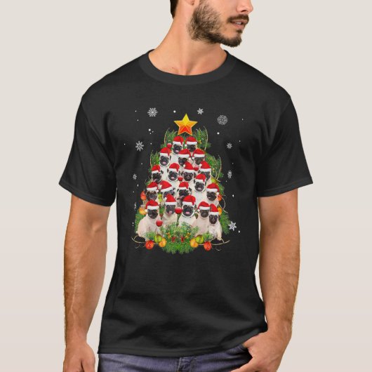 Pug-kerstboom Funny Xmas cadeautjes voor pug-hond T-shirt (Voorkant)