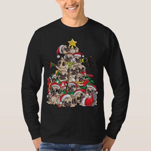 Pug Kerstboom Hond Kerstmis Vrolijke Dogma's T-shirt (Voorkant)