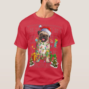 Pug kerstboom lampjes Cute Dog Owner Xmas Pug T-shirt