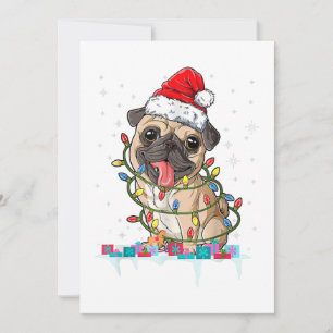 Pug Kerstboom Lichtjes Kerstman Hond Kerst Cadeaus Kaart