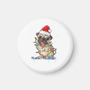 Pug Kerstboom Lichtjes Kerstman Hond Kerst Cadeaus Magneet