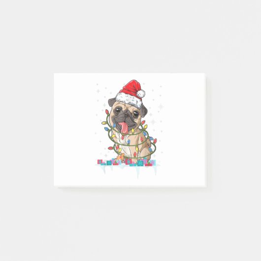 Pug Kerstboom Lichtjes Kerstman Hond Kerst Cadeaus Post-it® Notes (Voorkant)