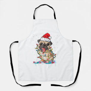 Pug Kerstboom Lichtjes Kerstman Hond Kerst Cadeaus Schort