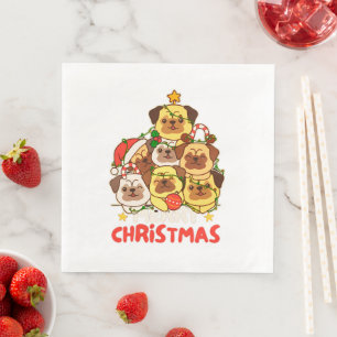 Pug Kerstboom Vrolijk Kerstfeest Servet