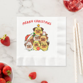 Pug Kerstboom Vrolijk Kerstfeest Servet