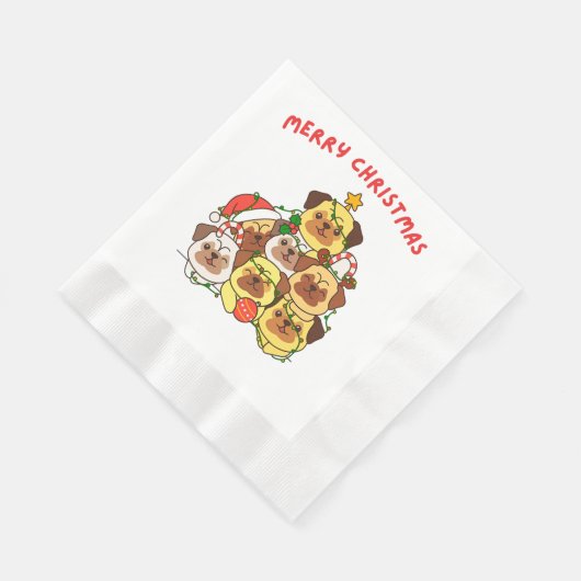 Pug Kerstboom Vrolijk Kerstfeest Servet (Hoek)
