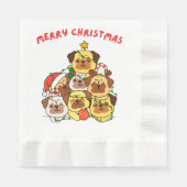 Pug Kerstboom Vrolijk Kerstfeest Servet (Voorkant)