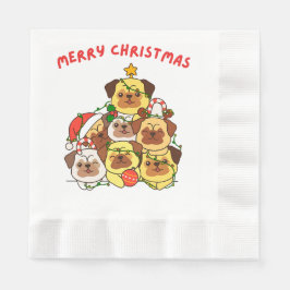Pug Kerstboom Vrolijk Kerstfeest Servet