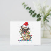 Pug kerstboomverlichting Santa Dog Xmas Gifts Boy Briefkaart (Staand voorkant)