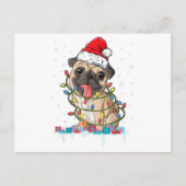 Pug kerstboomverlichting Santa Dog Xmas Gifts Boy Briefkaart (Voorkant)