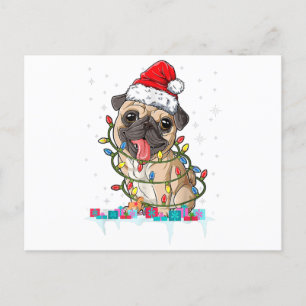 Pug kerstboomverlichting Santa Dog Xmas Gifts Boy Feestdagenkaart