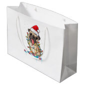 Pug kerstboomverlichting Santa Dog Xmas Gifts Boy Groot Cadeauzakje (Achterkant Gekanteld)