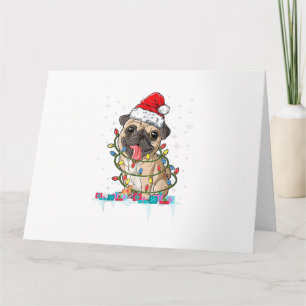 Pug kerstboomverlichting Santa Dog Xmas Gifts Boy Kaart