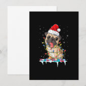 Pug kerstboomverlichting Santa Dog Xmas Gifts Boy Kaart (Voorkant / Achterkant)