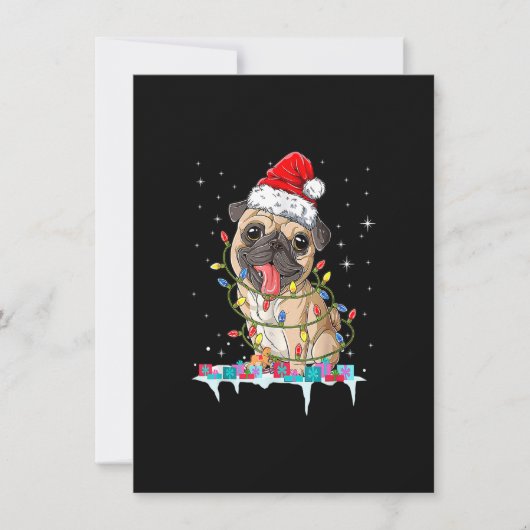 Pug kerstboomverlichting Santa Dog Xmas Gifts Boy Kaart (Voorkant)