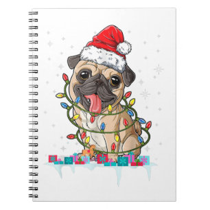 Pug kerstboomverlichting Santa Dog Xmas Gifts Boy Notitieboek