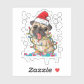 Pug kerstboomverlichting Santa Dog Xmas Gifts Boy Sticker (Vel)
