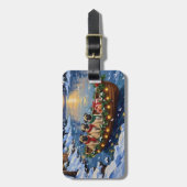 Pug Kerstboot Vakantie Bagagelabel (Voorkant verticaal)