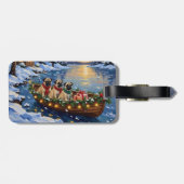 Pug Kerstboot Vakantie Bagagelabel (Achterkant horizontaal)